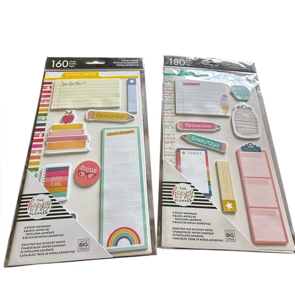 The Happy Planner School Themed 2 Pack Sticky Notes - Picture 1 of 8